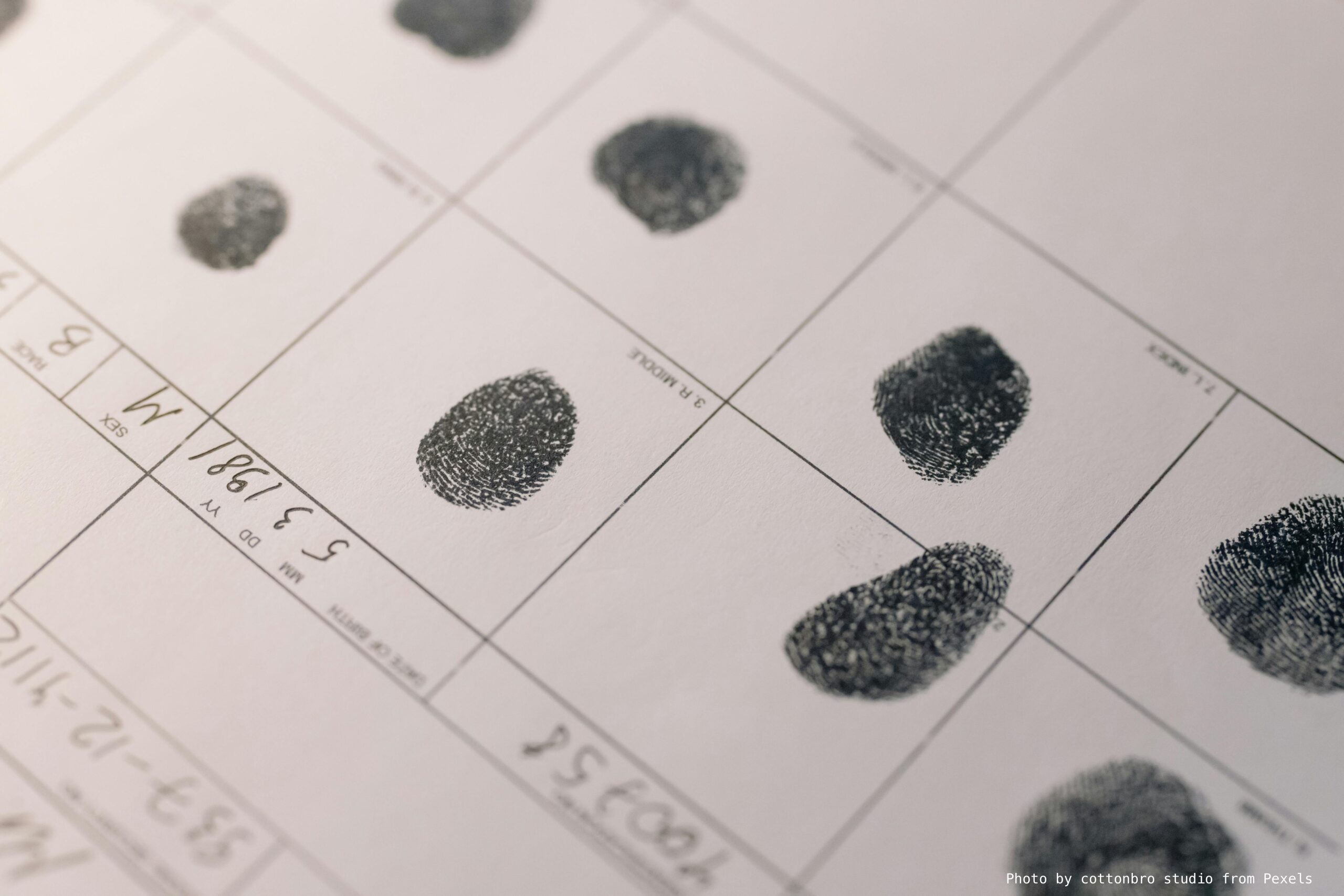 Photo by cottonbro studio from Pexels: https://www.pexels.com/photo/close-up-photo-of-fingerpints-on-paper-8382611/
